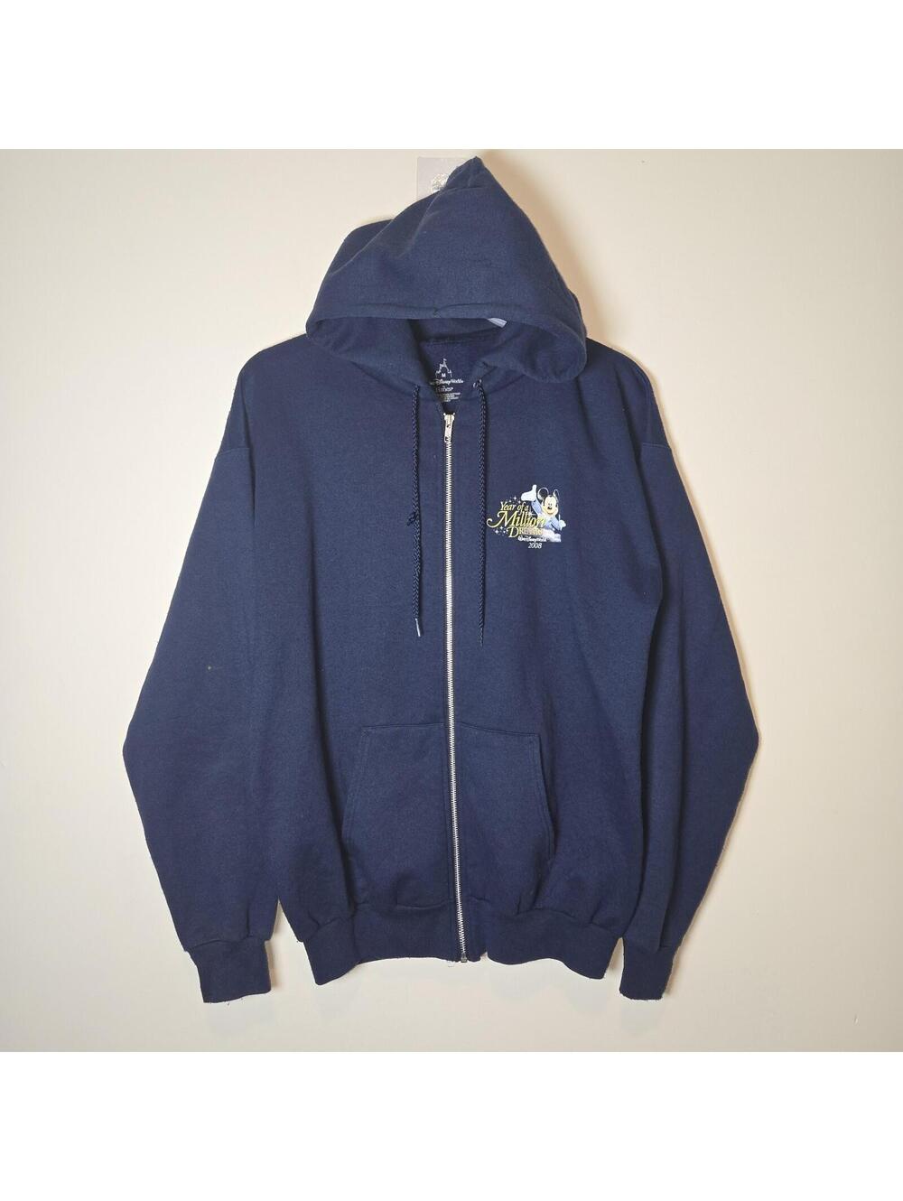 Disney World "Year of a Million Dreams" 2008 Hoodie ZIP Jacket Size M Navy Blue
